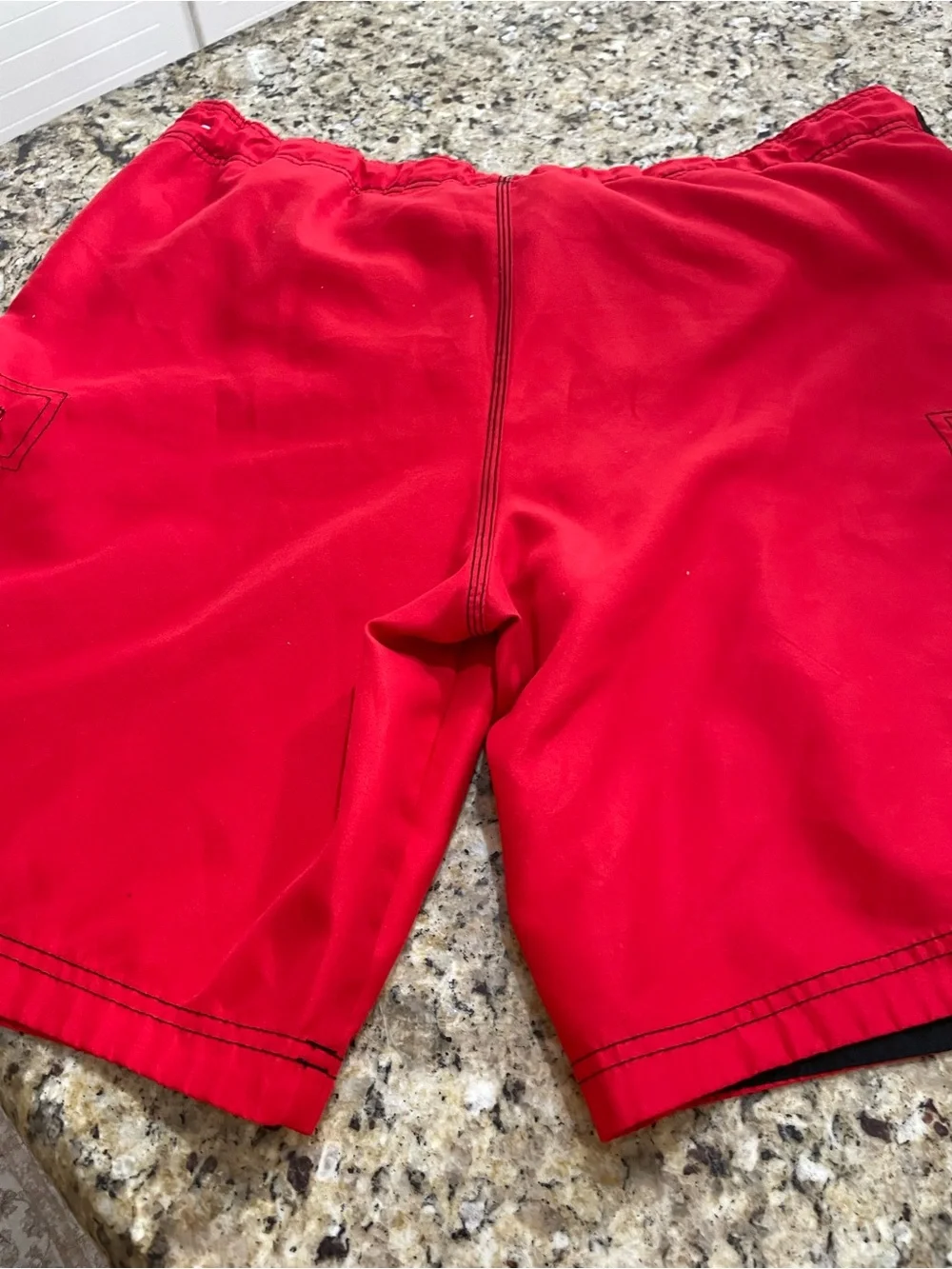 Men’s OP red & black Mesh Lined Swim Shorts with cargo pockets black drawstring